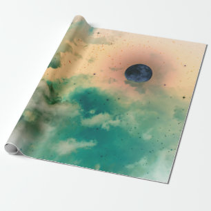 NIGHT SKY WITH CLOUDS AND STARS GIFT WRAPPING PAPER