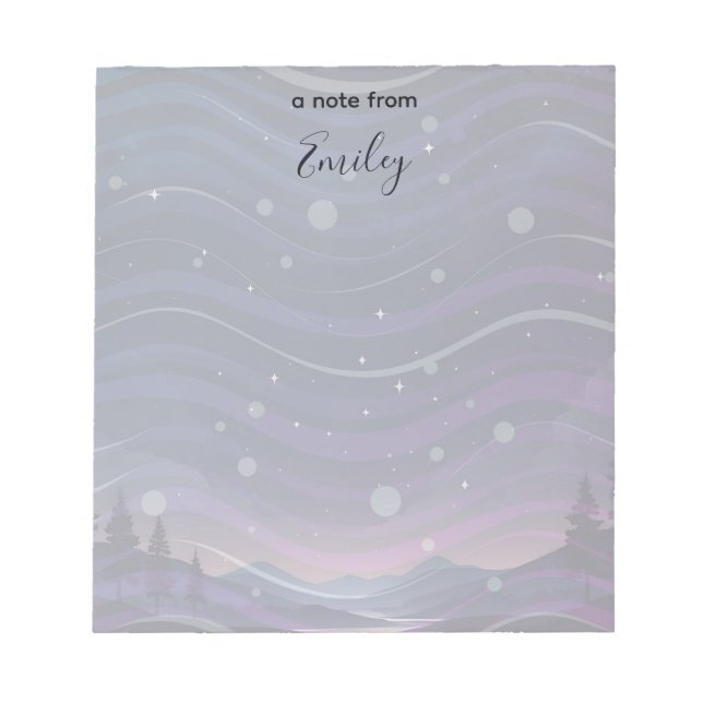 Night Sky with Stars and Mountains Personalised Notepad (Front)
