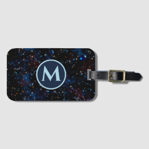 Night sky with stars and planets personalised luggage tag