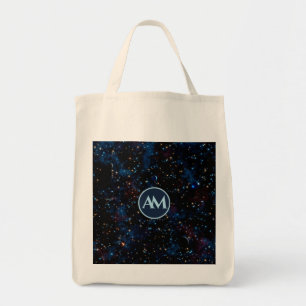 Night sky with stars and planets personalised tote bag