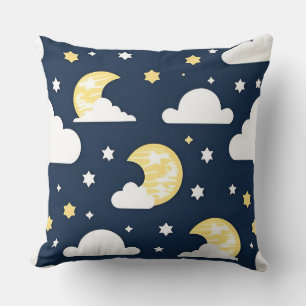 Night Sky with Stars, Moon and Clouds Cushion