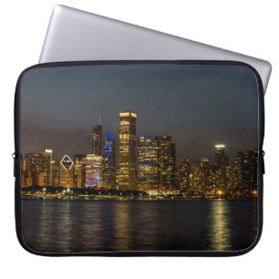 Night Skyline Chicago Pano Laptop Sleeve