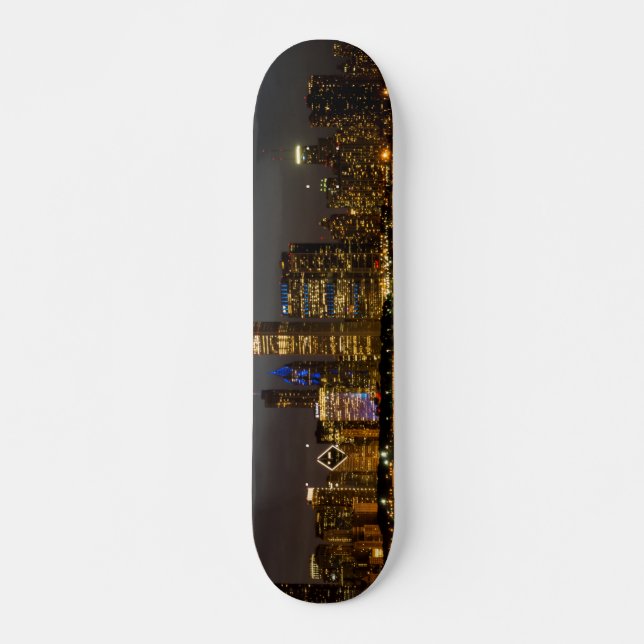 Night Skyline Chicago Pano Skateboard (Front)