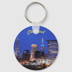 Night Skyline Cleveland OH Key Ring