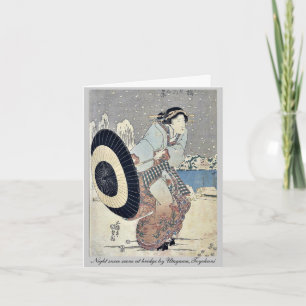 Night snow scene at bridge by Utagawa,Toyokuni Card