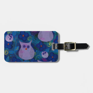 Night Song with Owls, Blue Luggage Tag