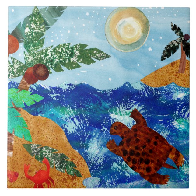 Night Songs Turtle Island Ceramic Tile (Front)