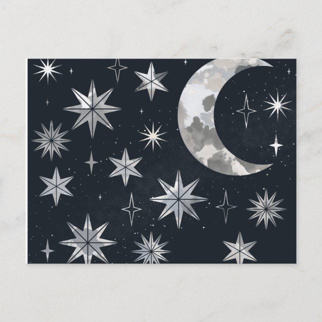 Night Sparkling Sky  Announcement Postcard (Front)