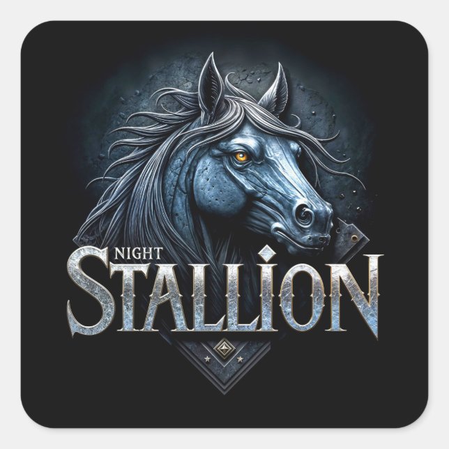 Night Stallion 2 Square Sticker (Front)
