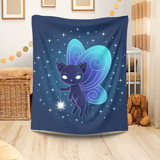 Night Star Fairy Pixie Cat Fleece Blanket (Creator Uploaded)