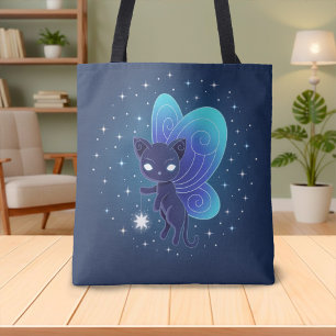 Night Star Fairy Pixie Cat Tote Bag