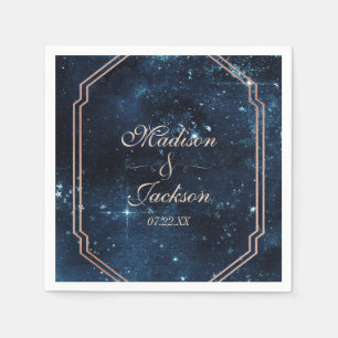 Night Star Sky Celestial Galaxy Monogram Wedding Napkin