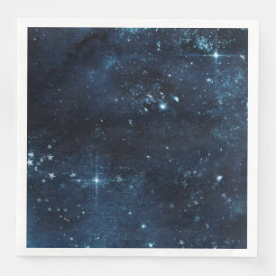 Night Star Sky Celestial Galaxy Watercolor Wedding Napkin