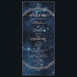 Night Star Sky Celestial Galaxy Wedding Program<br><div class="desc">Navy Blue & Rose Gold Star Sky Celestial Galaxy Watercolor Wedding Program With trendy brush script font! ~ Check my shop to see the entire wedding suite for this design!</div>