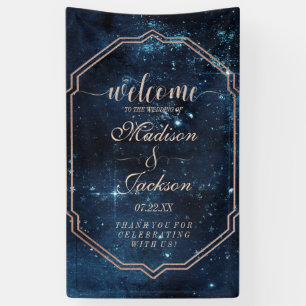 Night Star Sky Celestial Galaxy Wedding Welcome Banner
