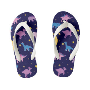Night Stars and Dinosaurs Pattern Kid's Thongs