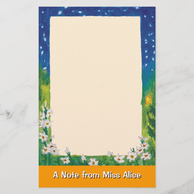 Night stars & flowers Stationery (Front)