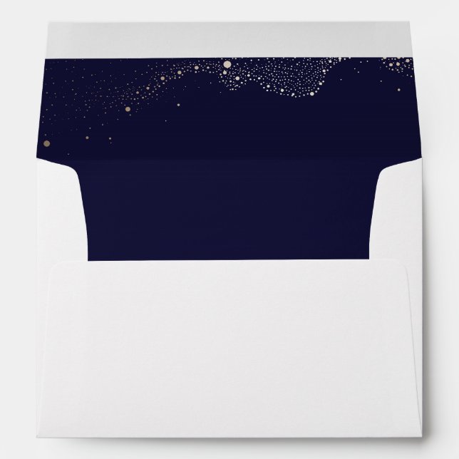 Night Stars Navy Blue Wedding Envelopes (Back (Bottom))