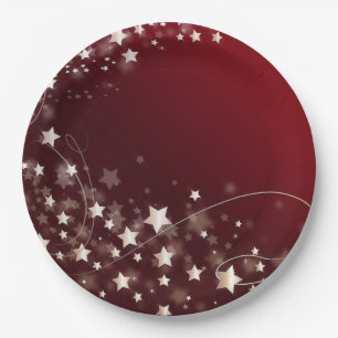 Night Stars on Dark Red Sky Paper Plate