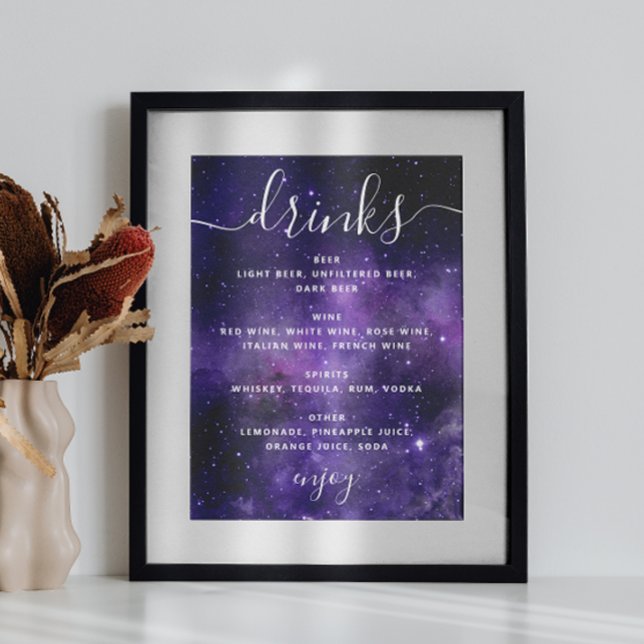 Night stars. Purple space wedding drinks bar menu Poster (Creator Uploaded)