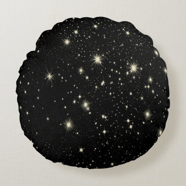 Night stars starry sky heaven round cushion (Front)
