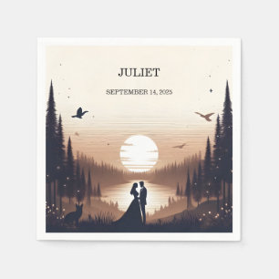 Night Sunset Moon Cloud Twilight Bridal Shower Napkin