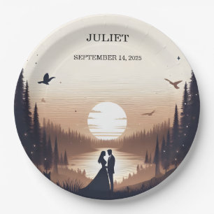 Night Sunset Moon Cloud Twilight Bridal Shower Paper Plate
