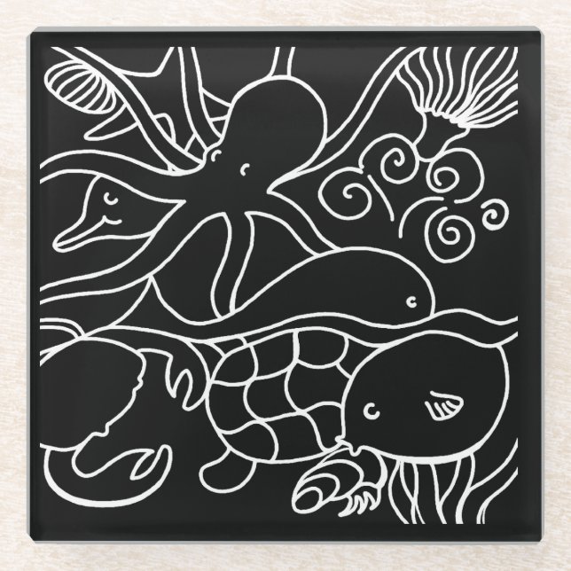 Night Swimming Glass Coaster (Front)