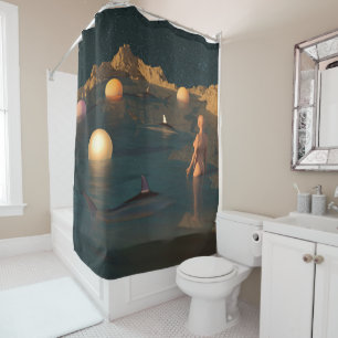 Night Swimming Shower Curtain