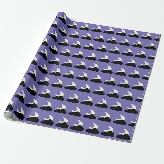 Night themed wrapping paper moon cloud sleepy (Unrolled)