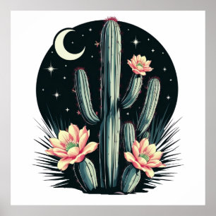 Night-time Cactus Blossom Poster