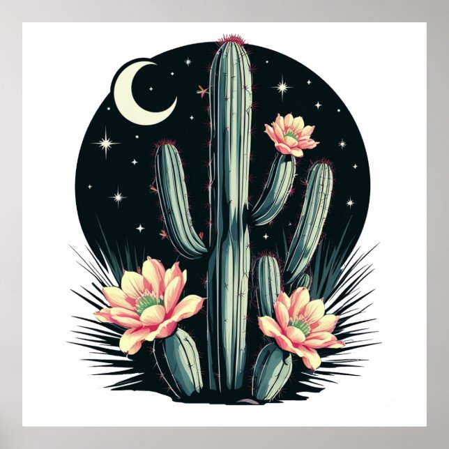 Night-time Cactus Blossom Poster (Front)