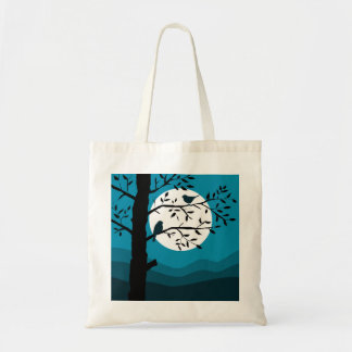 Night Time Full Moon with Birds Tote Bag