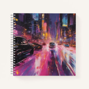Night time Highway in Vibrant Cityscape Notebook