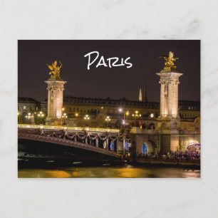 Night time over Pont Alexandre III bridge - Paris Postcard
