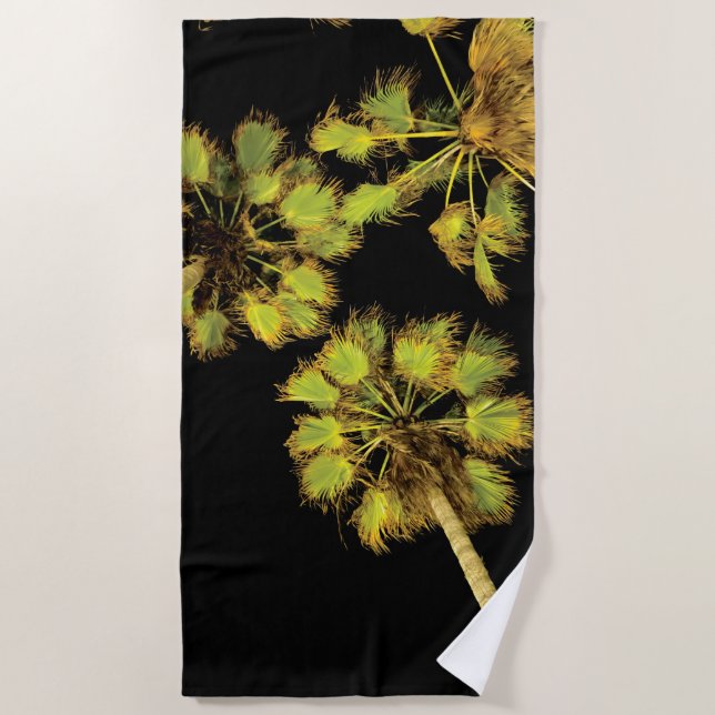 Night Time Palm Trees Beach Towel (Front)
