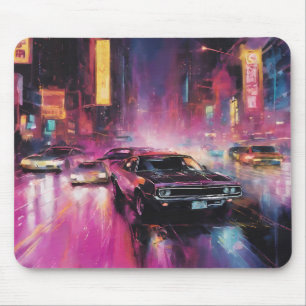 Night-time Street Racing in Vibrant City Mouse Pad
