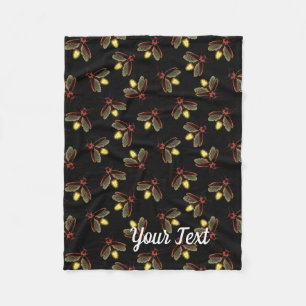 Night time with Glowing Fireflies Fleece Blanket