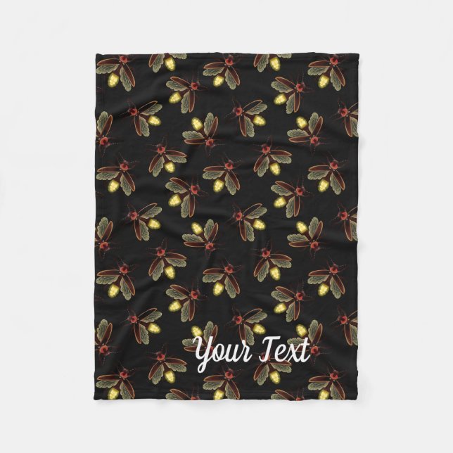 Night time with Glowing Fireflies Fleece Blanket (Front)