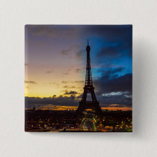 Night to Day over Eiffel tower from Trocadero 15 Cm Square Badge