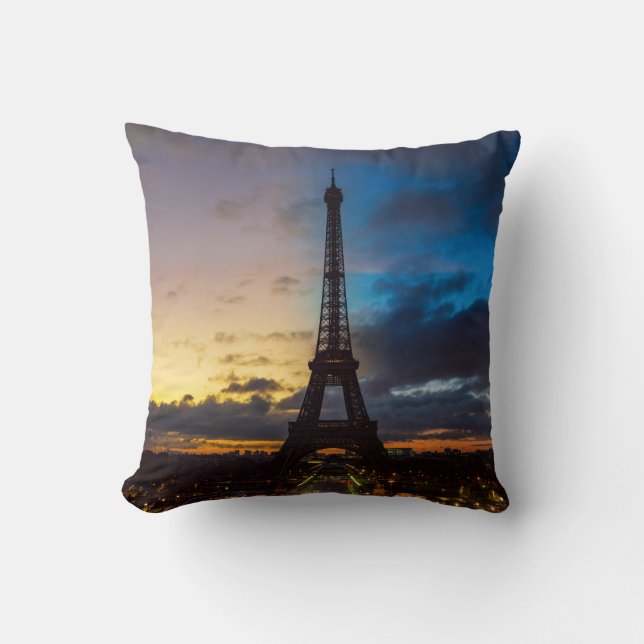 Night to Day over Eiffel tower from Trocadero Cushion (Front)