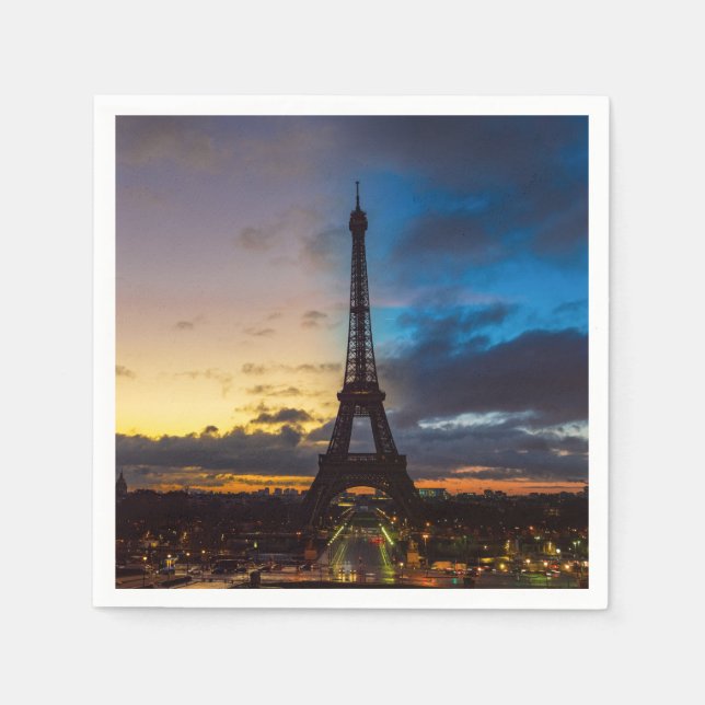 Night to Day over Eiffel tower from Trocadero Napkin (Front)