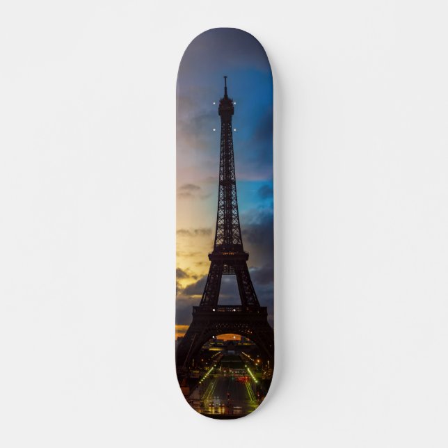 Night to Day over Eiffel tower from Trocadero Skateboard (Front)
