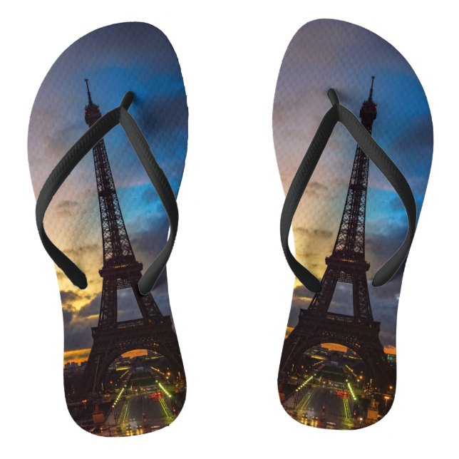 Night to Day over Eiffel tower from Trocadero Thongs (Footbed)