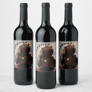 Night Train Engine Evening Locomotion Railroad  Wine Label