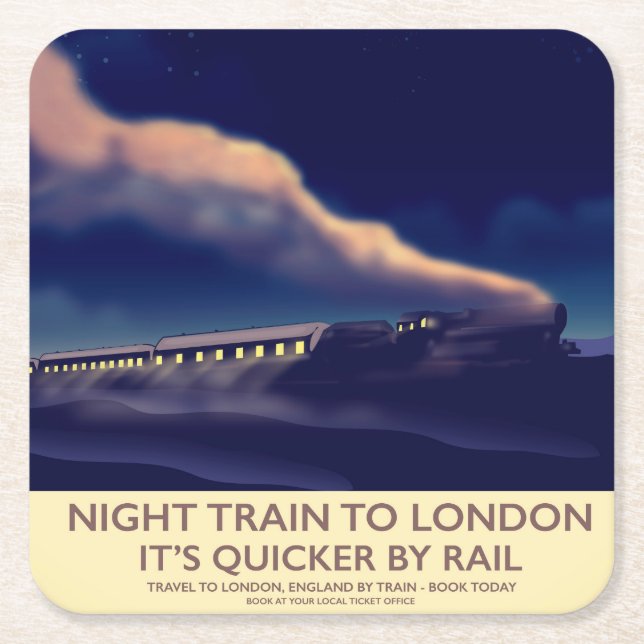 Night Train To London. Square Paper Coaster (Front)