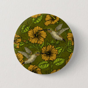Night tropical garden yellow and green 6 cm round badge