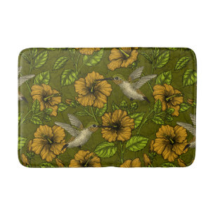 Night tropical garden yellow and green bath mat