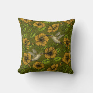 Night tropical garden yellow and green cushion