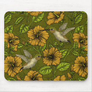 Night tropical garden yellow and green mouse pad